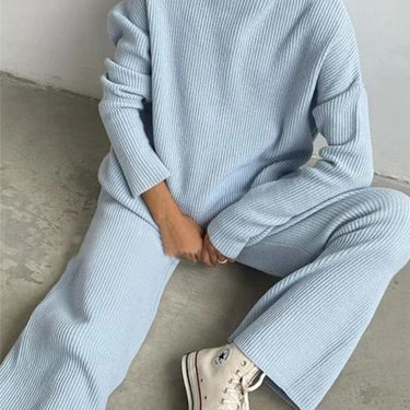 1 Set Knitted Tracksuit Turtleneck Sweater