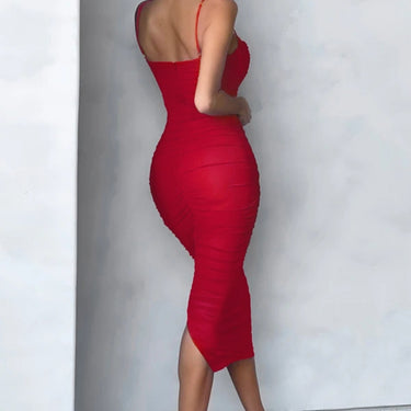 Mesh Tight Pleated Bandage Dress