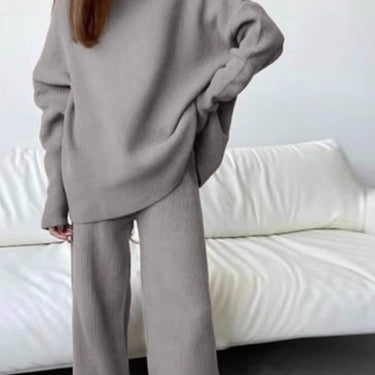 1 Set Knitted Tracksuit Turtleneck Sweater